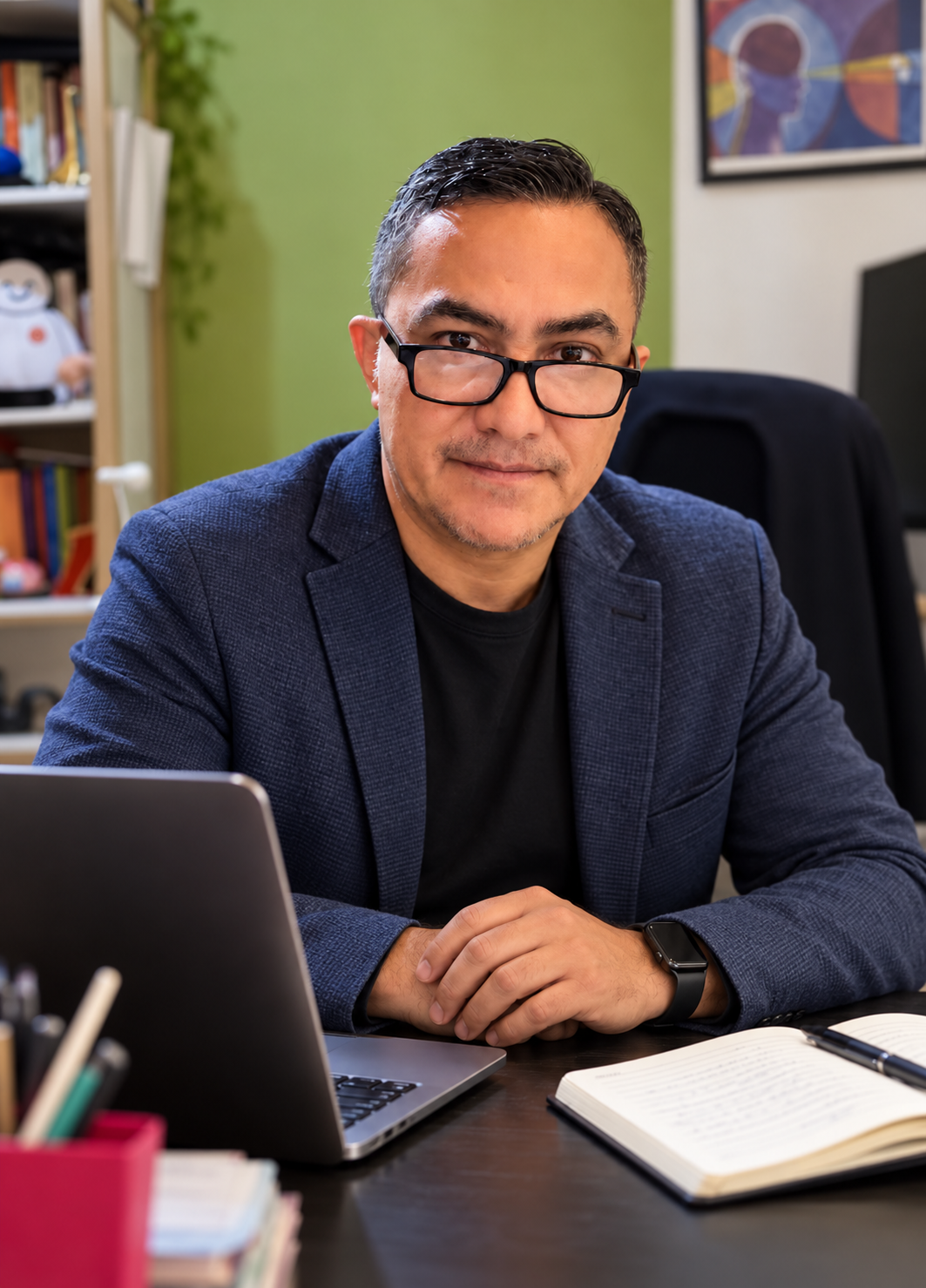 Dr. Ricardo Enrique Pech-George en su consultorio